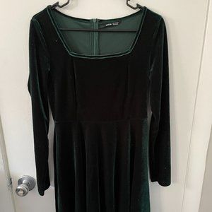 Green Velvet Mini Dress